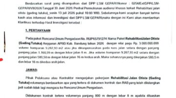Dinas PUTR Kabupaten Bandung Klarifikasi Dugaan Kejanggalan Proyek Rehabilitasi Jalan Otista Gading Tutuka Senilai Rp3 Miliar