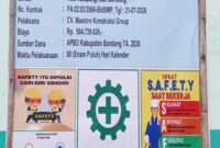 Teks Foto: Papan Informasi dan Penerapan APD dan K3