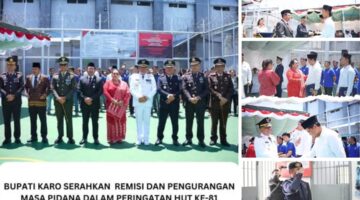 Bupati Karo Bersama Forkopimda Terima Pawai Defile SMP dan SMA dalam Rangka HUT ke-81 RI
