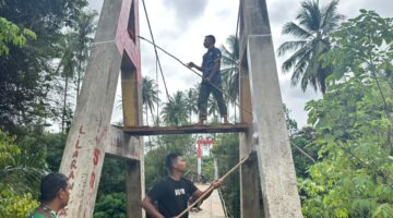 Kodim 0212/TS Lanjutkan Rehab Jembatan Gantung Batunadua Jae, Progres Capai 63 Persen