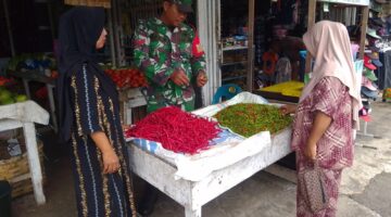 Babinsa Tinjau penjual Cabe dan Bahan pokok masakan di pekan tradisional