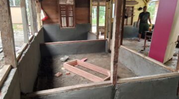 Tahap Plester Dinding Pembangunan RTLH Milik Ibu Terus Dikebut Satgas TMMD ke-130 kodim 0108/Agara