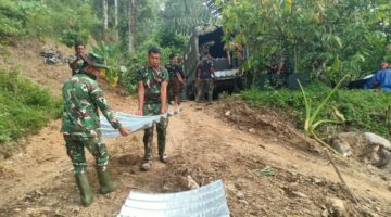 Satgas TMMD ke 130 Kodim 0108/Agara Pasang Gorong-gorong di Titik dua Lokasi Pembangunan Jalan