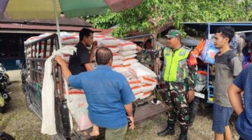 Babinsa Turun Kelapangan Cek Harga Sembako dan obat pertanian Di Kios